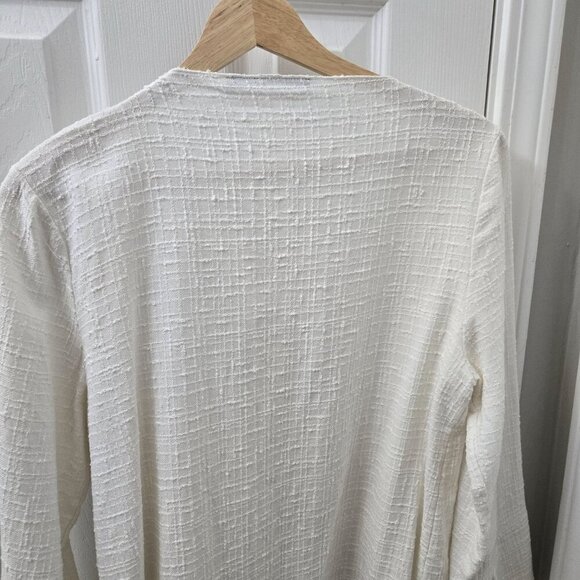 Calvin Tran‎ Cardigan M White Textured Open Front Long Waterfall Avant-garde - Picture 12 of 15